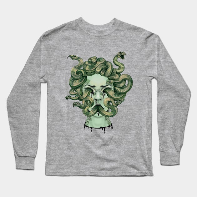 Medusa Long Sleeve T-Shirt by Flickarts